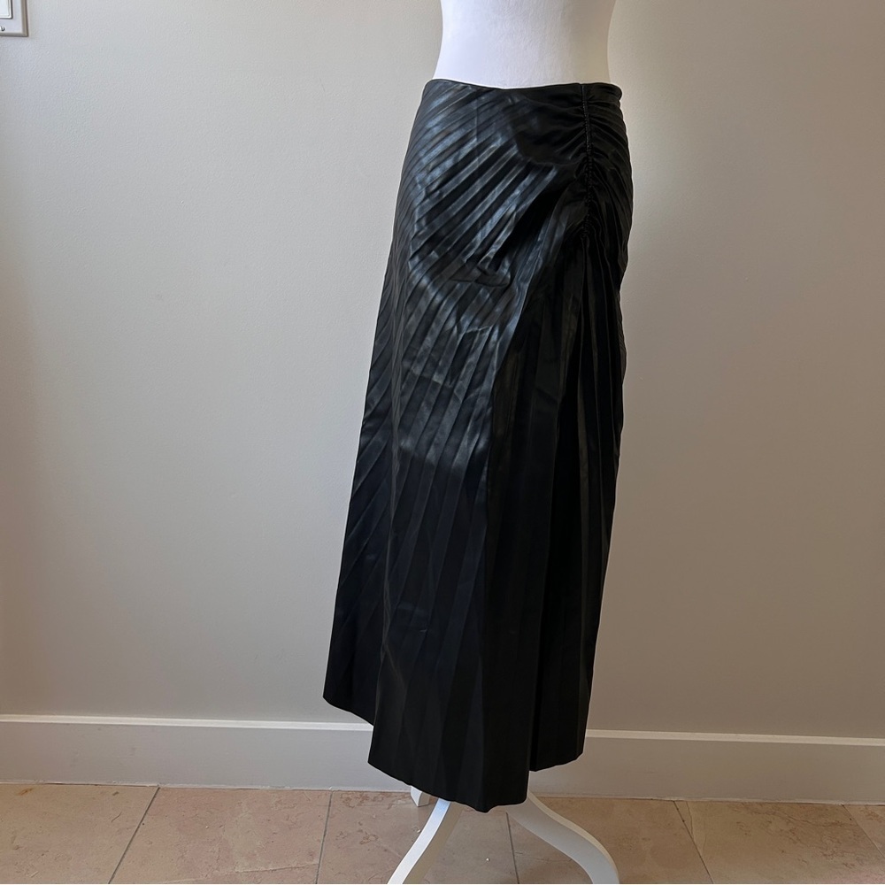 Faux Leather Hi Lo Maxi Skirt Women Medium Pleated Goth